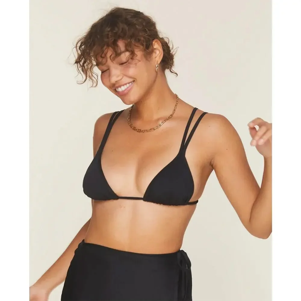 Andie Swim The Cannes Top Bikini in Black S NWT